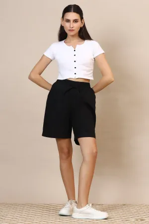 Black Pure Cotton Lounge Shorts