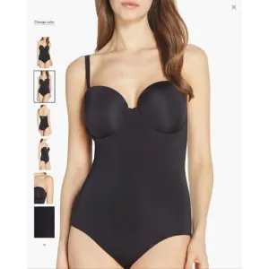 Black‎ Strapless Padded Push-Up Bodysuit Shapewear Backless Plunge Thong