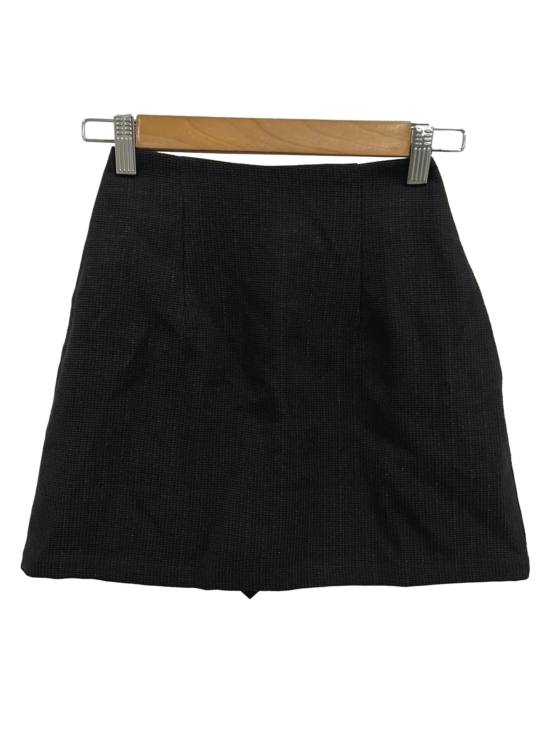 Black Textured Mini Skorts