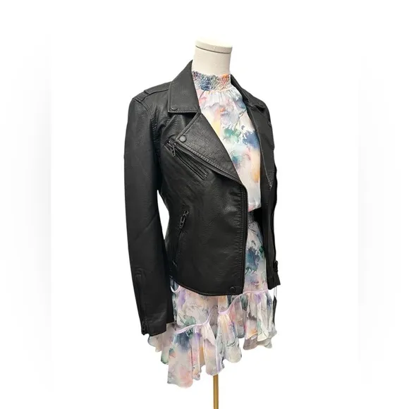 BLANK NYC Moto Jacket Matte Black Onyx Vegan Faux Leather Women’s Size Small NWT
