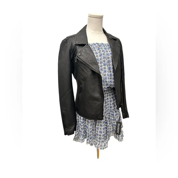 BLANK NYC Moto Jacket Matte Black Onyx Vegan Faux Leather Women’s Size Small NWT