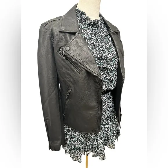 BLANK NYC Moto Jacket Matte Black Onyx Vegan Faux Leather Women’s Size Small NWT