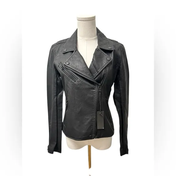 BLANK NYC Moto Jacket Matte Black Onyx Vegan Faux Leather Women’s Size Small NWT