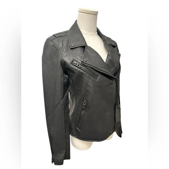 BLANK NYC Moto Jacket Matte Black Onyx Vegan Faux Leather Women’s Size Small NWT