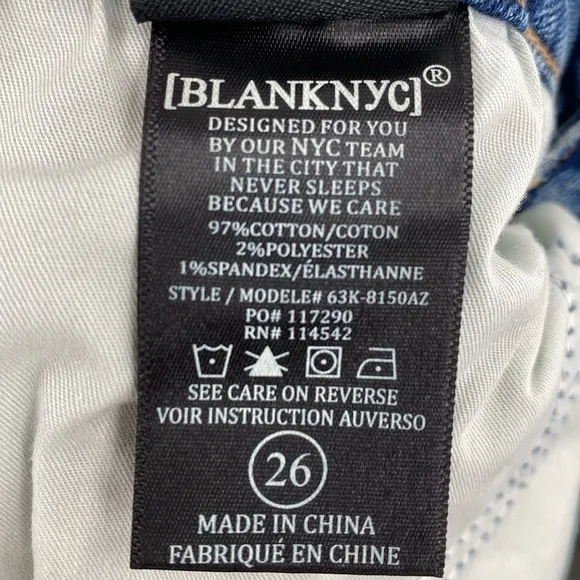 Blank NYC The Fulton Roll Up Shorts Distressed Medium Wash Whiskering Size 26