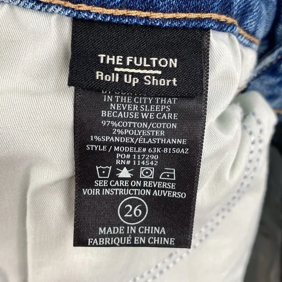 Blank NYC The Fulton Roll Up Shorts Distressed Medium Wash Whiskering Size 26