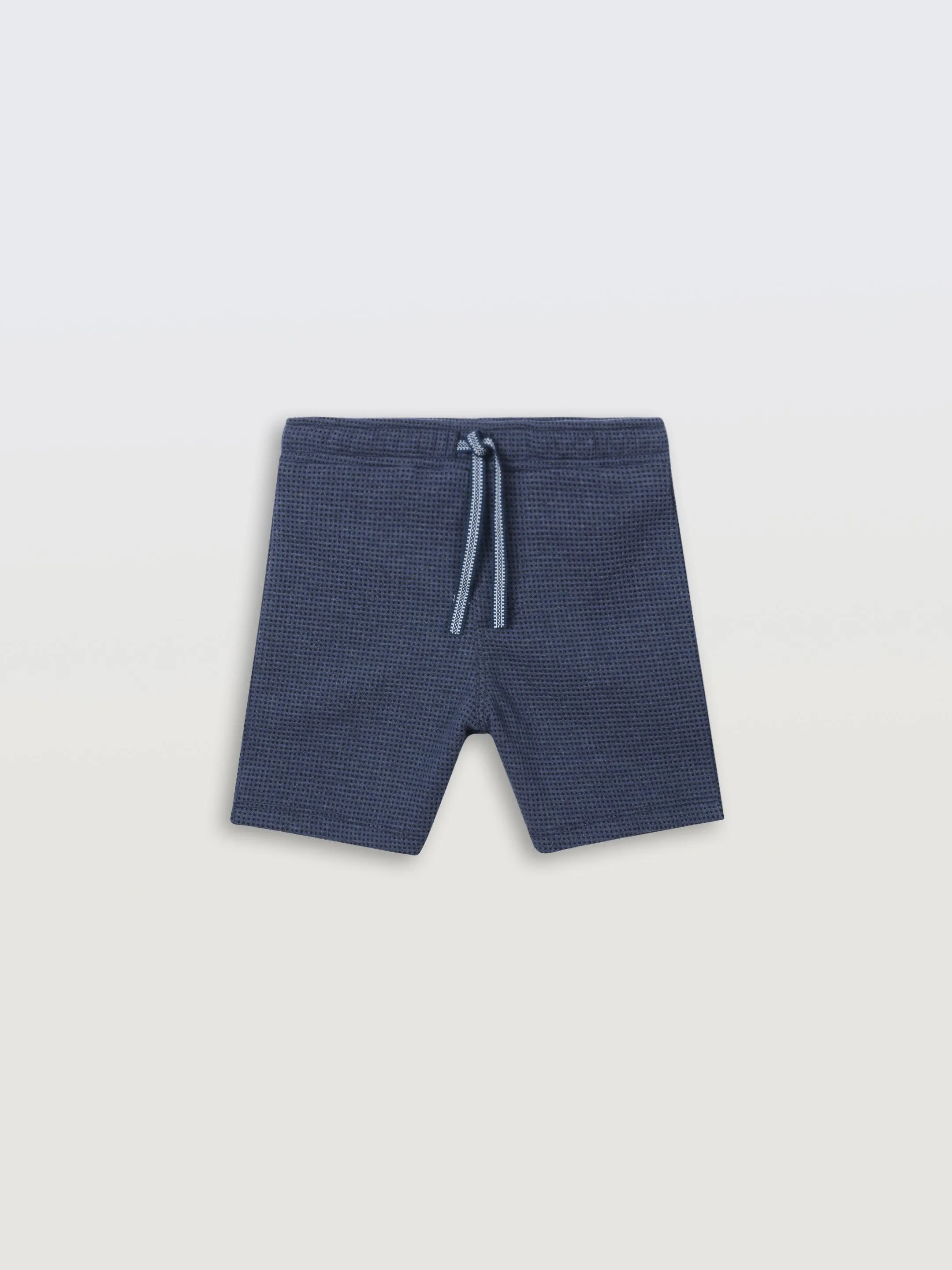 BLUE CHECK TEXTURED BOYS SHORTS - BLUE