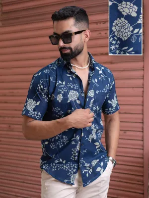 Blue Floral Half Sleeve Printed shirt