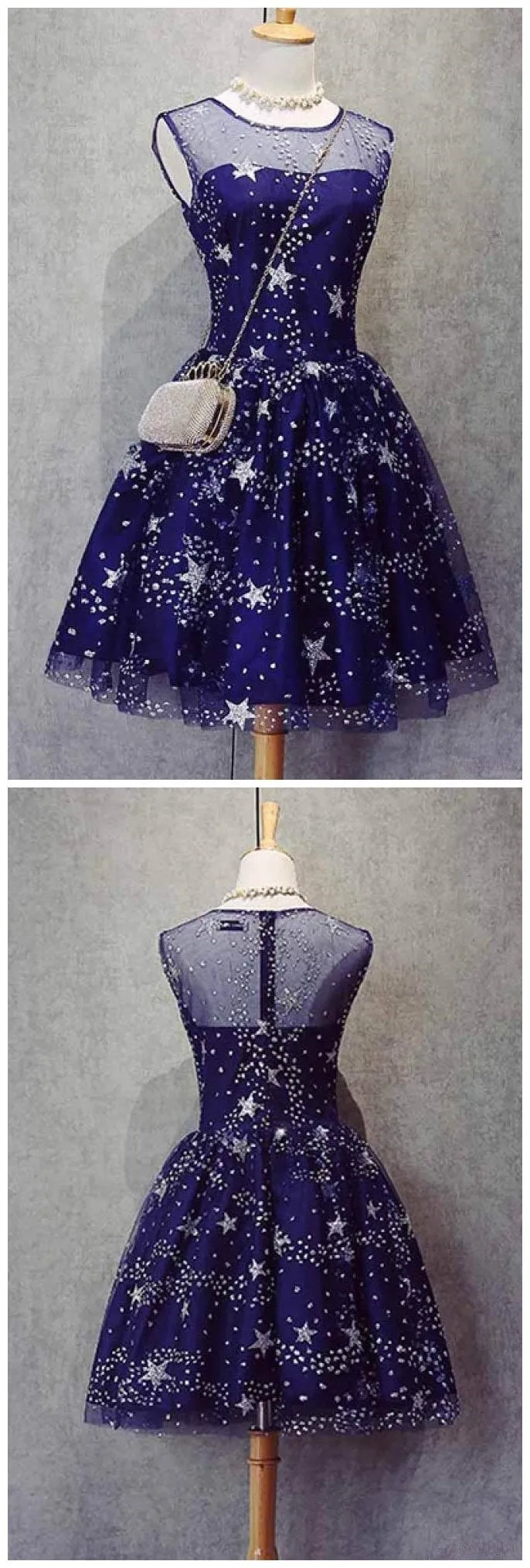 Blue Illusion Unique Cheap Short Homecoming Dresses 2018, BDY0286