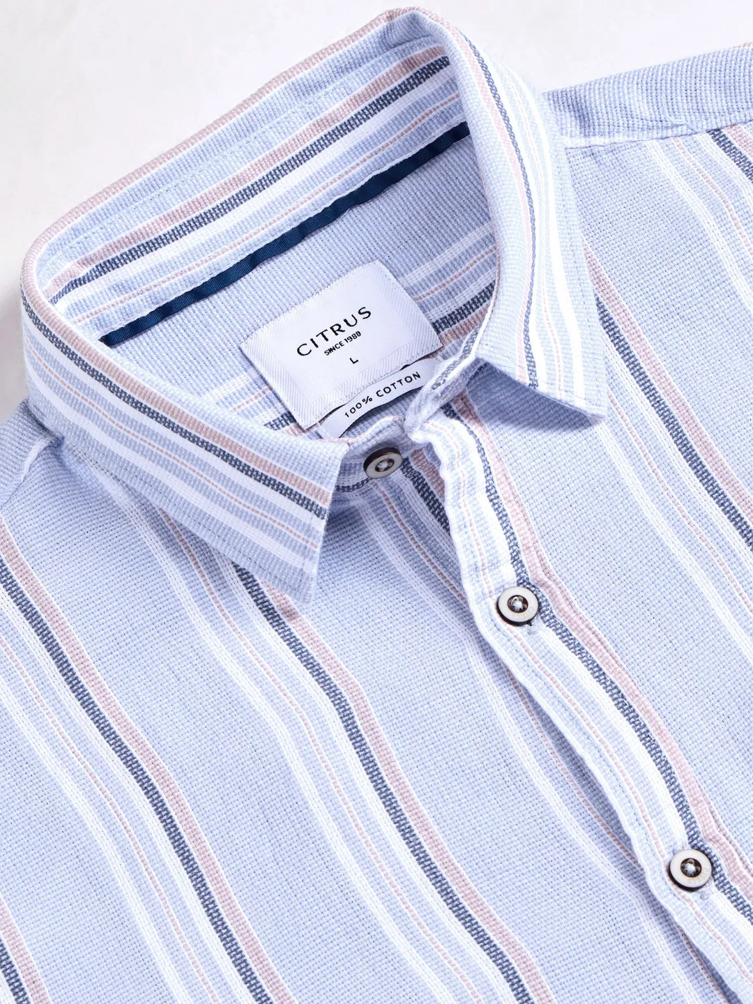 Blue Striped Cotton Shirt