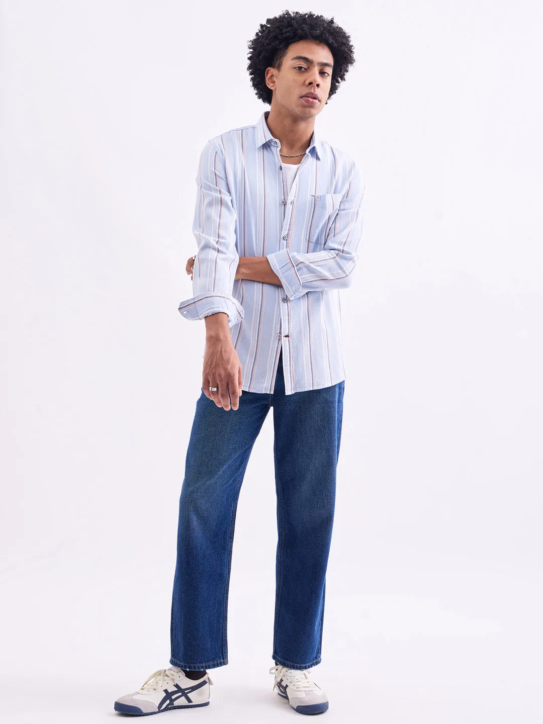 Blue Striped Cotton Shirt