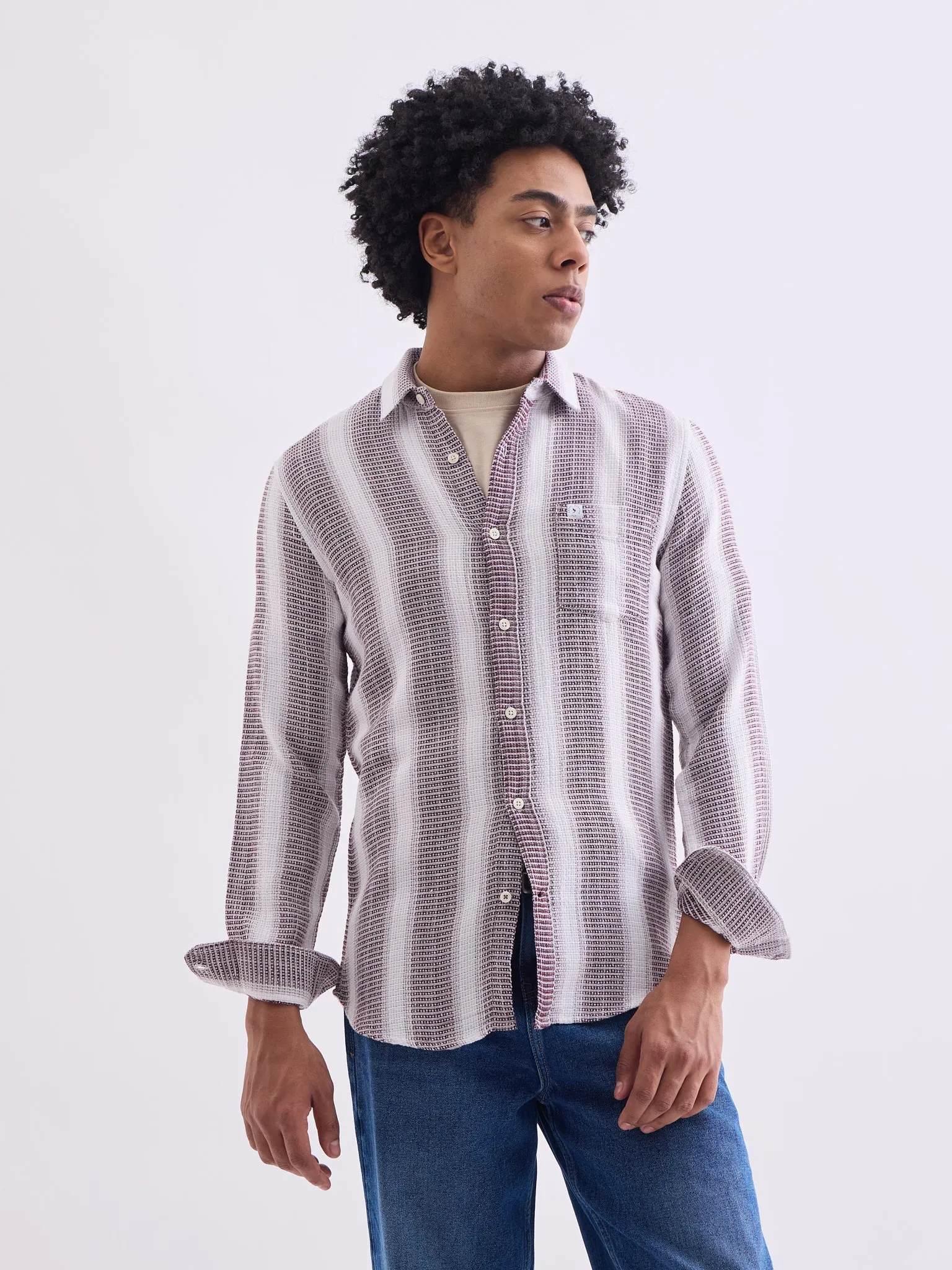 Blue Striped Slim Fit Shirt
