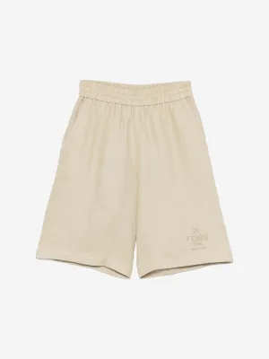 Boys Linen Bermuda Shorts in Beige