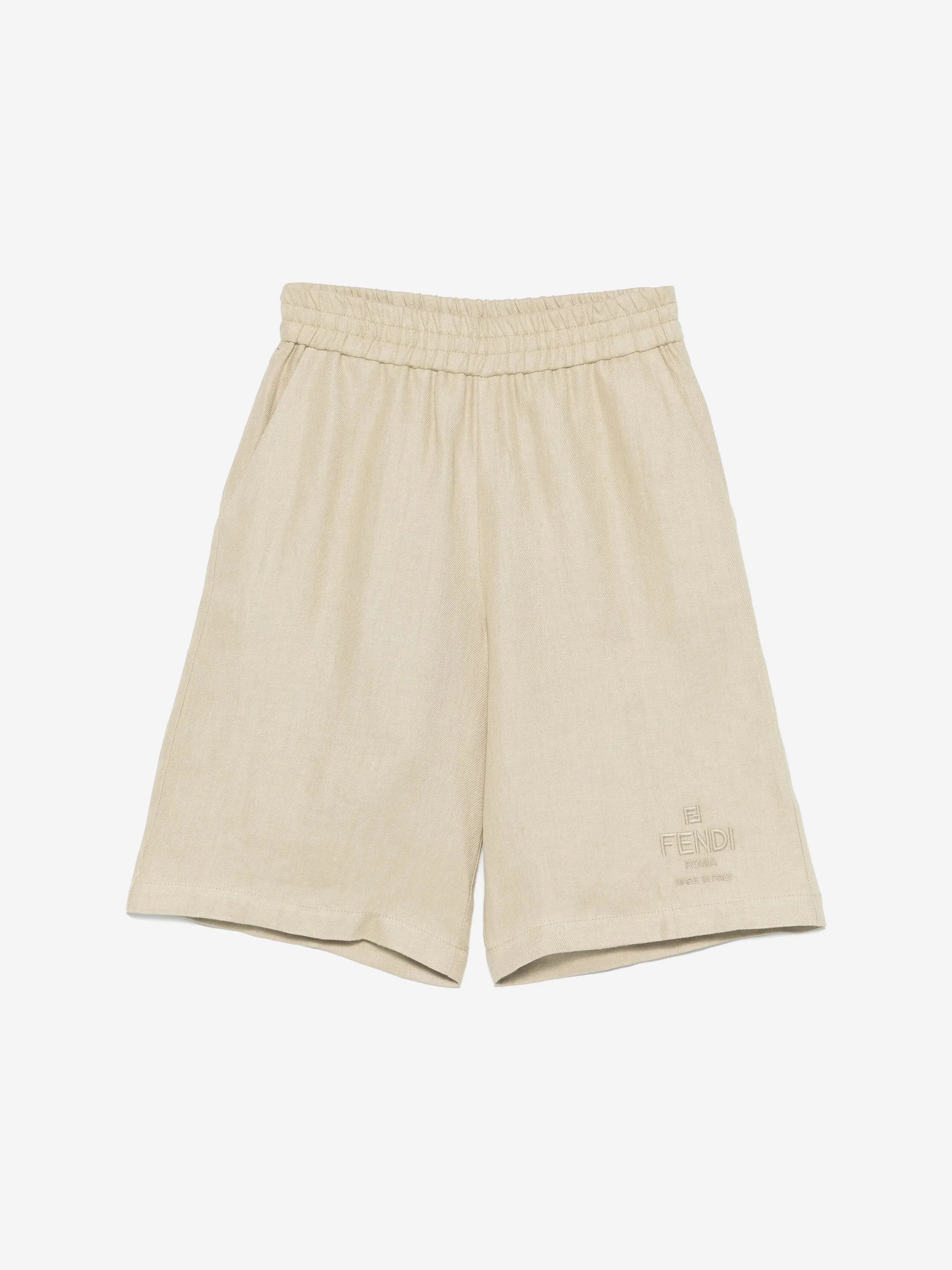 Boys Linen Bermuda Shorts in Beige