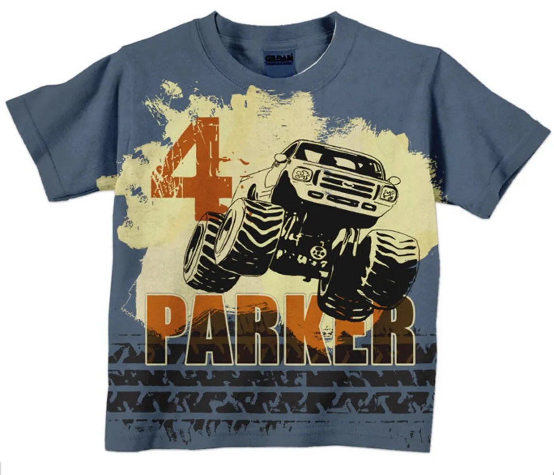 Boys Monster Truck Shirt Custom, Personalized Birthday T-Shirt, Boys Shirt, Boys Top