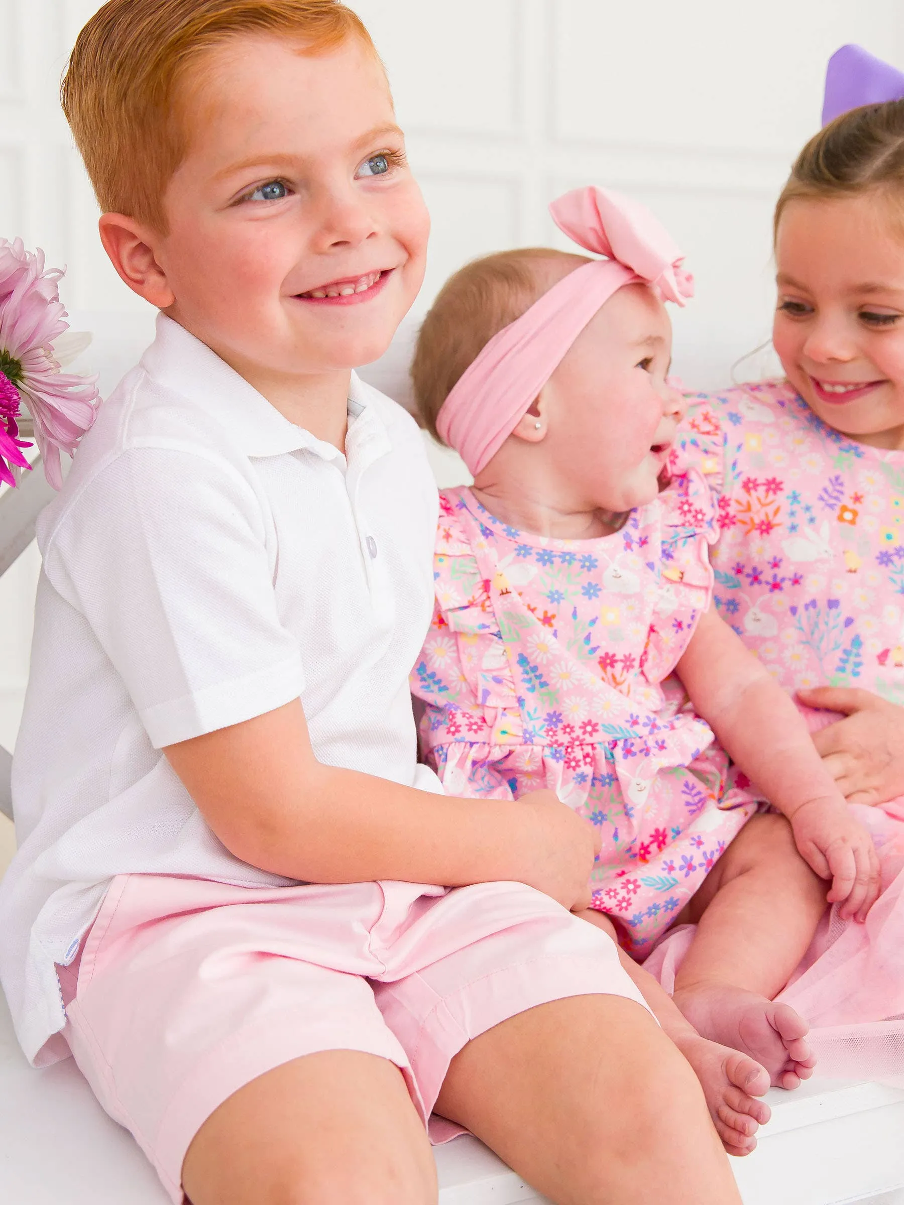 Boys Pink Stretch Chino Shorts