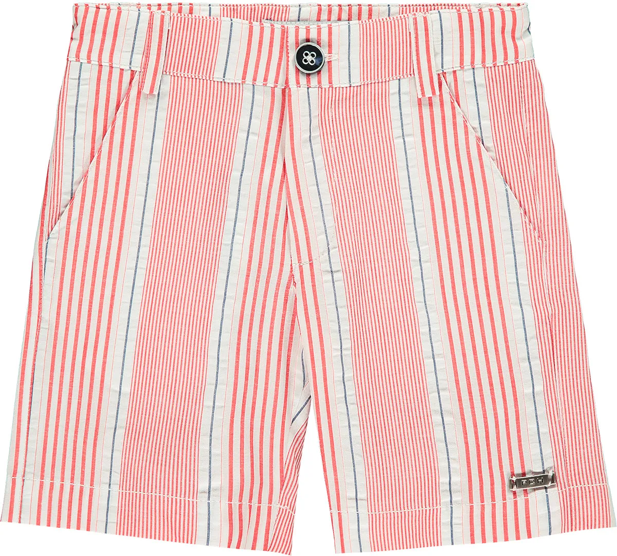 Boys Red Striped Cotton Shorts