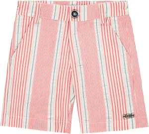 Boys Red Striped Cotton Shorts
