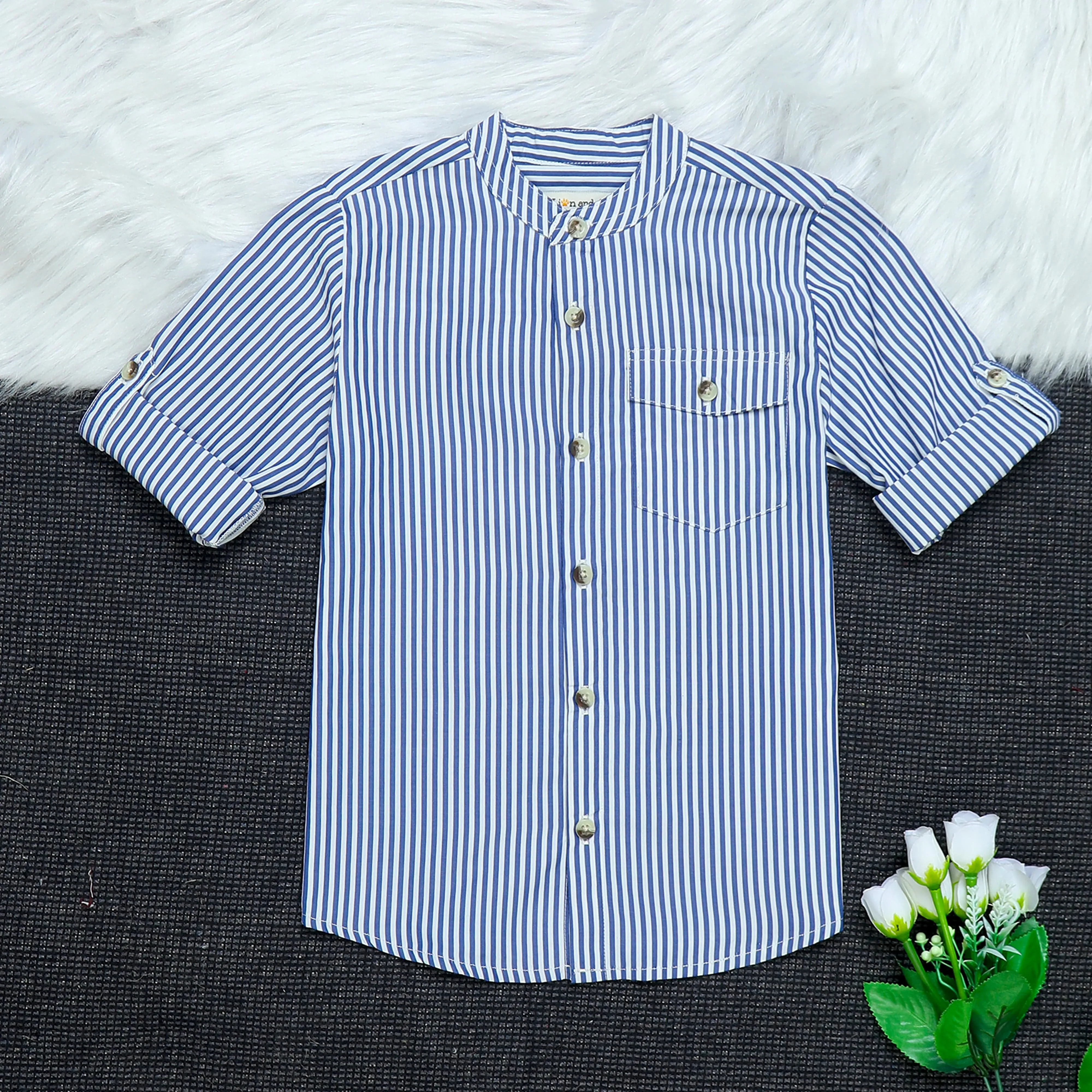 Boys Roll Up Sleeve Shirt Candy Stripes