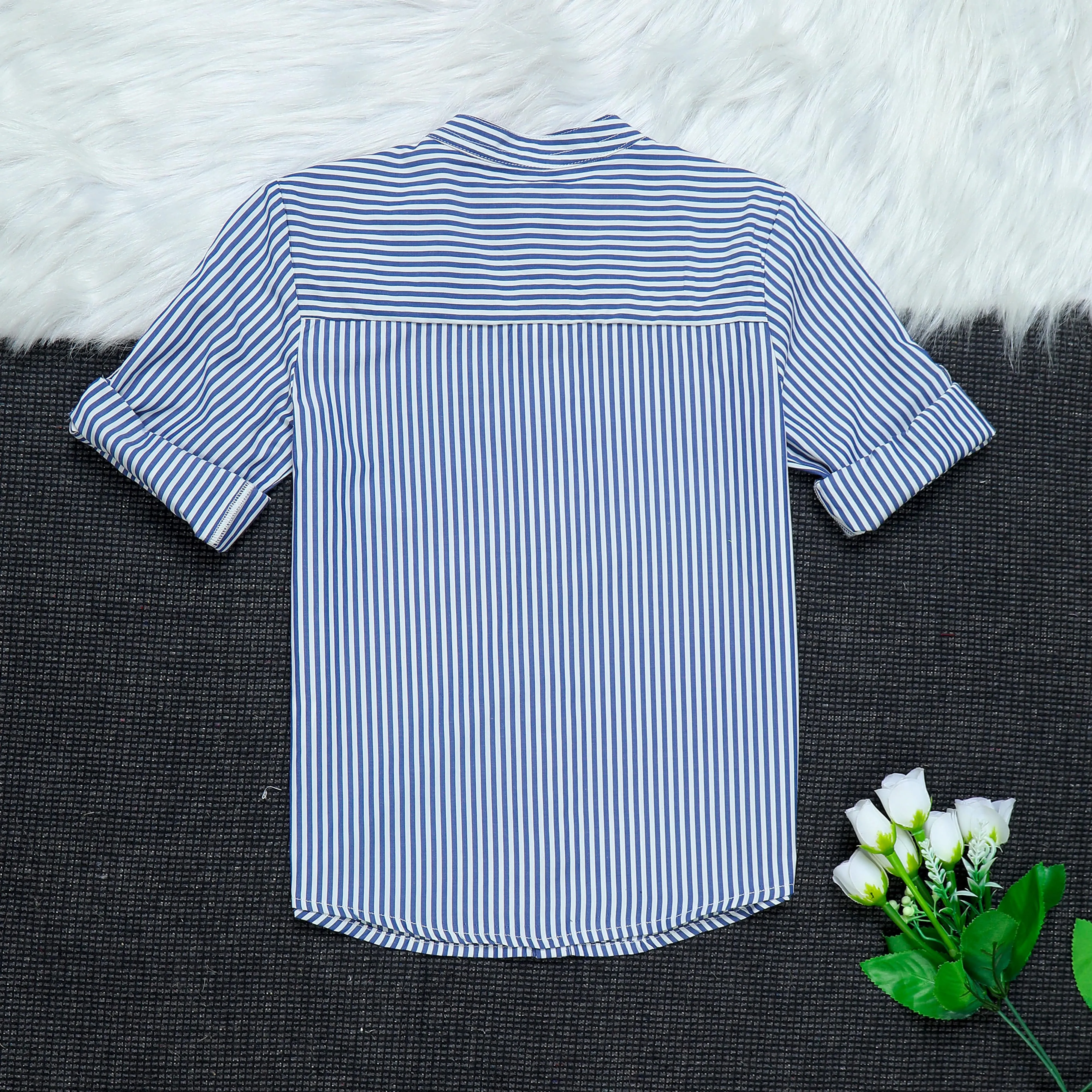 Boys Roll Up Sleeve Shirt Candy Stripes