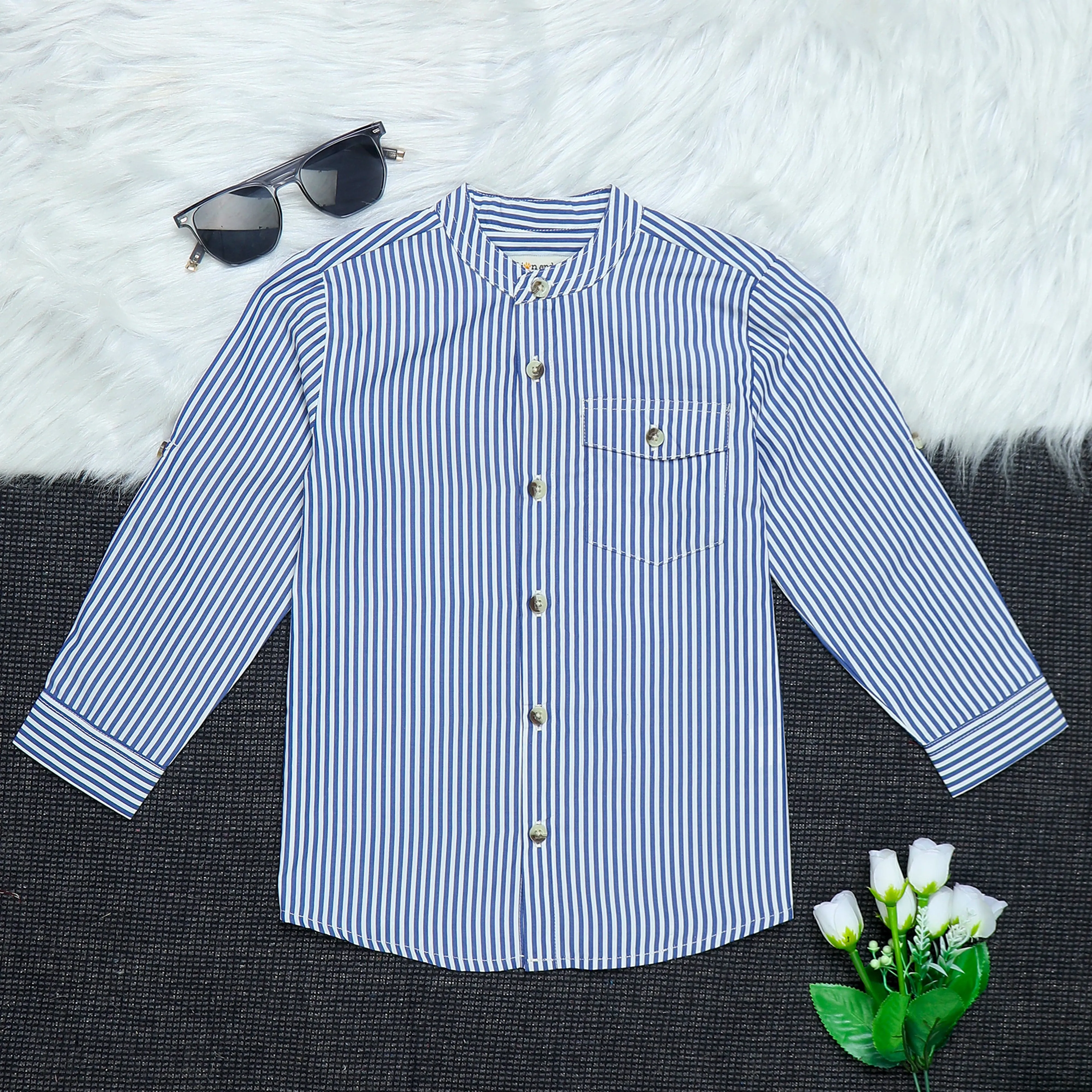 Boys Roll Up Sleeve Shirt Candy Stripes