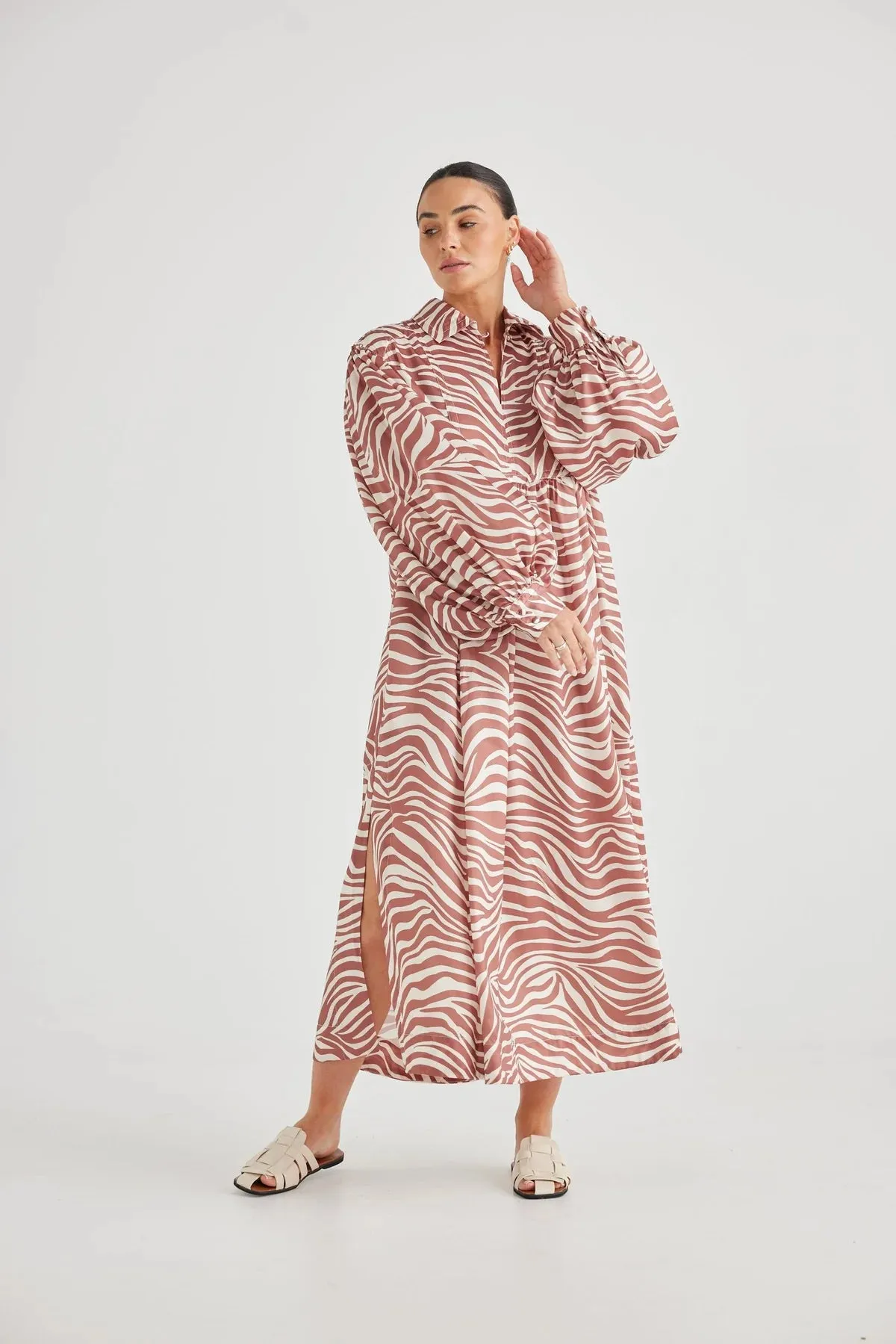 Brave & True | Fontaine Dress | Tan Zebra