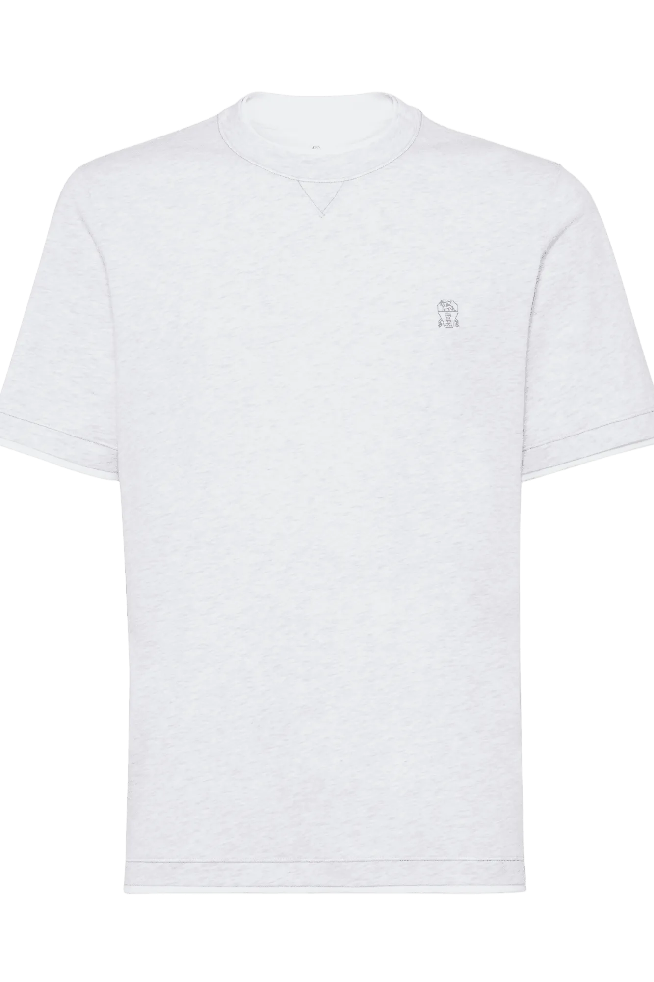 Brunello Cucinelli Men's Cotton Jersey Crew Neck T-shirt With Logo and Faux-layering