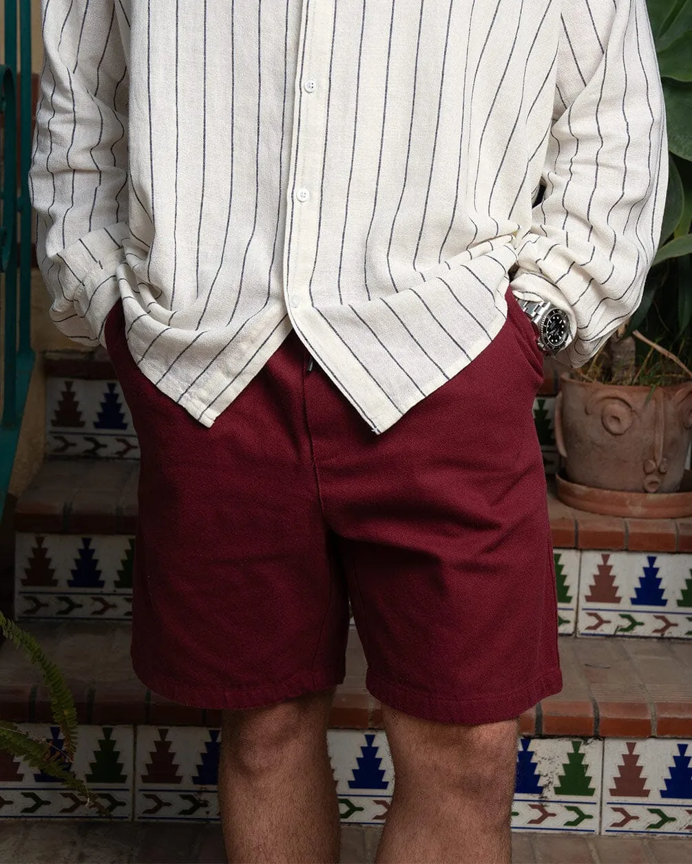 Burgundy Gabardine Shorts