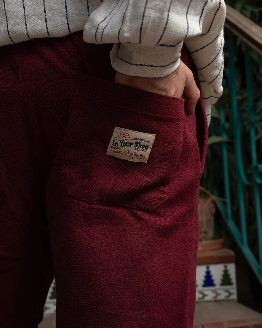Burgundy Gabardine Shorts