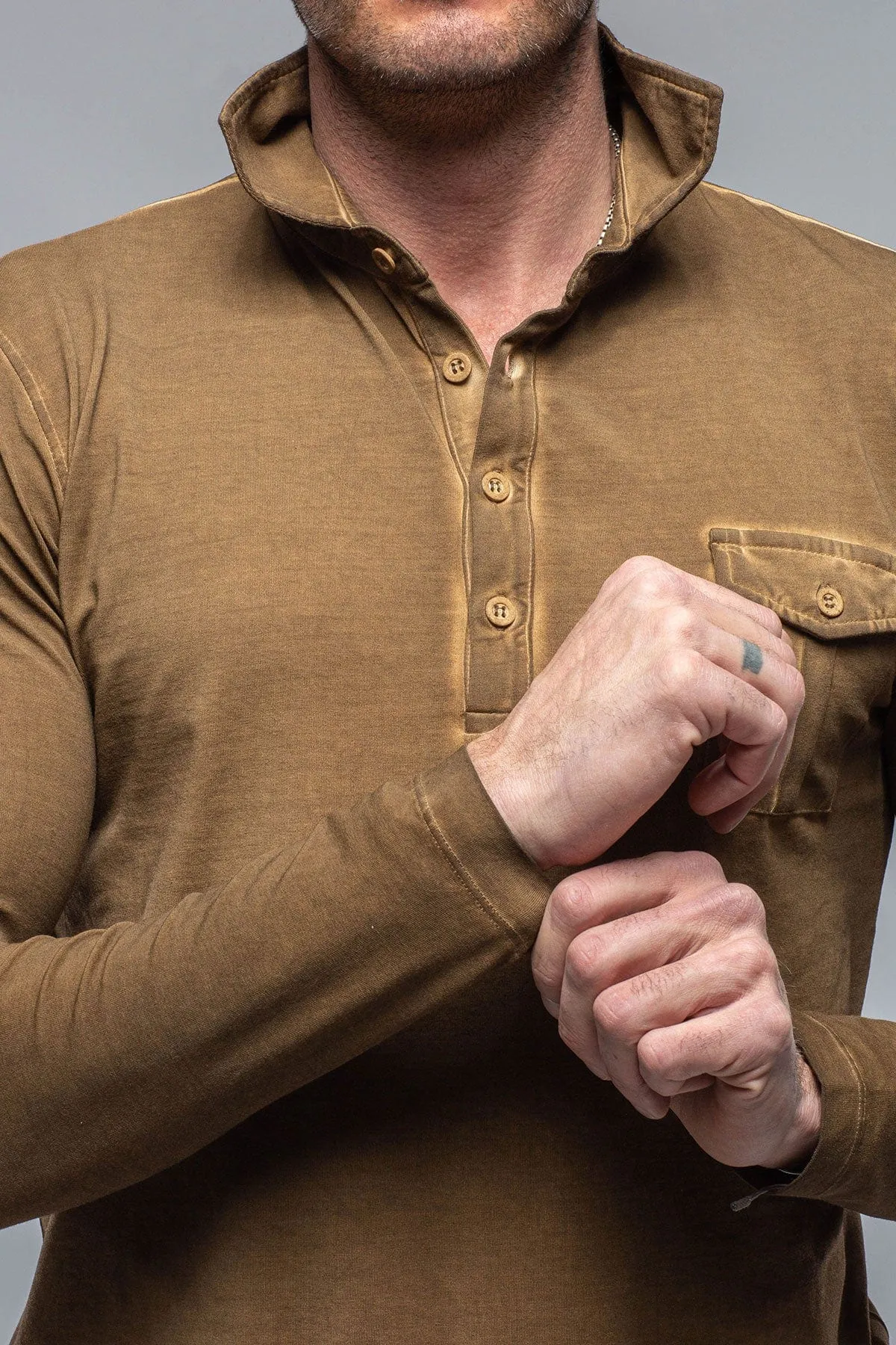 Cafe Paco LS Polo Shirt In Light Brown
