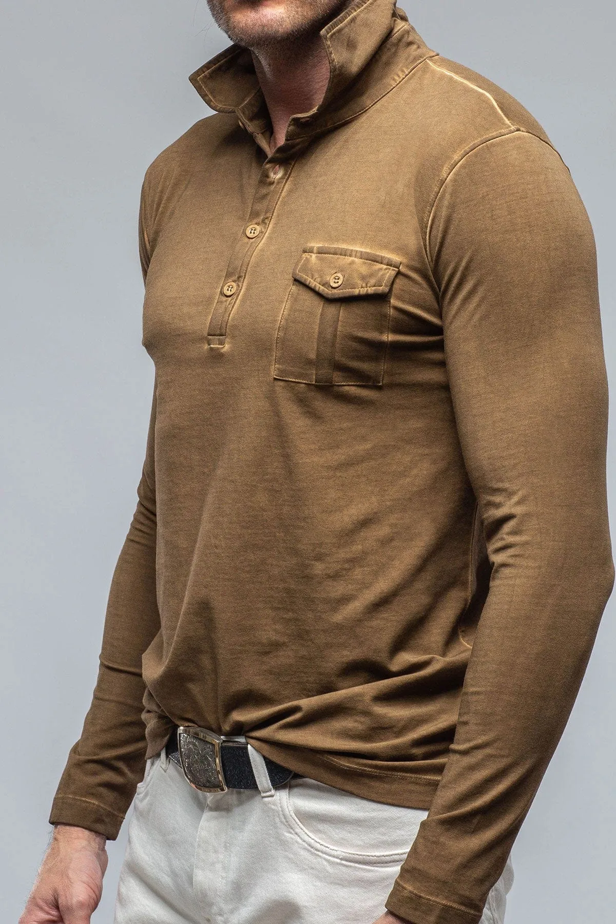Cafe Paco LS Polo Shirt In Light Brown