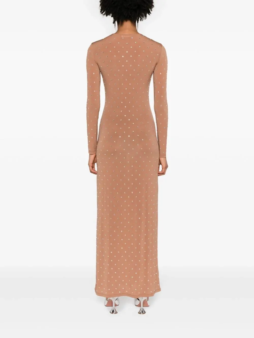Caramel Crystals-Embellished Maxi Dress