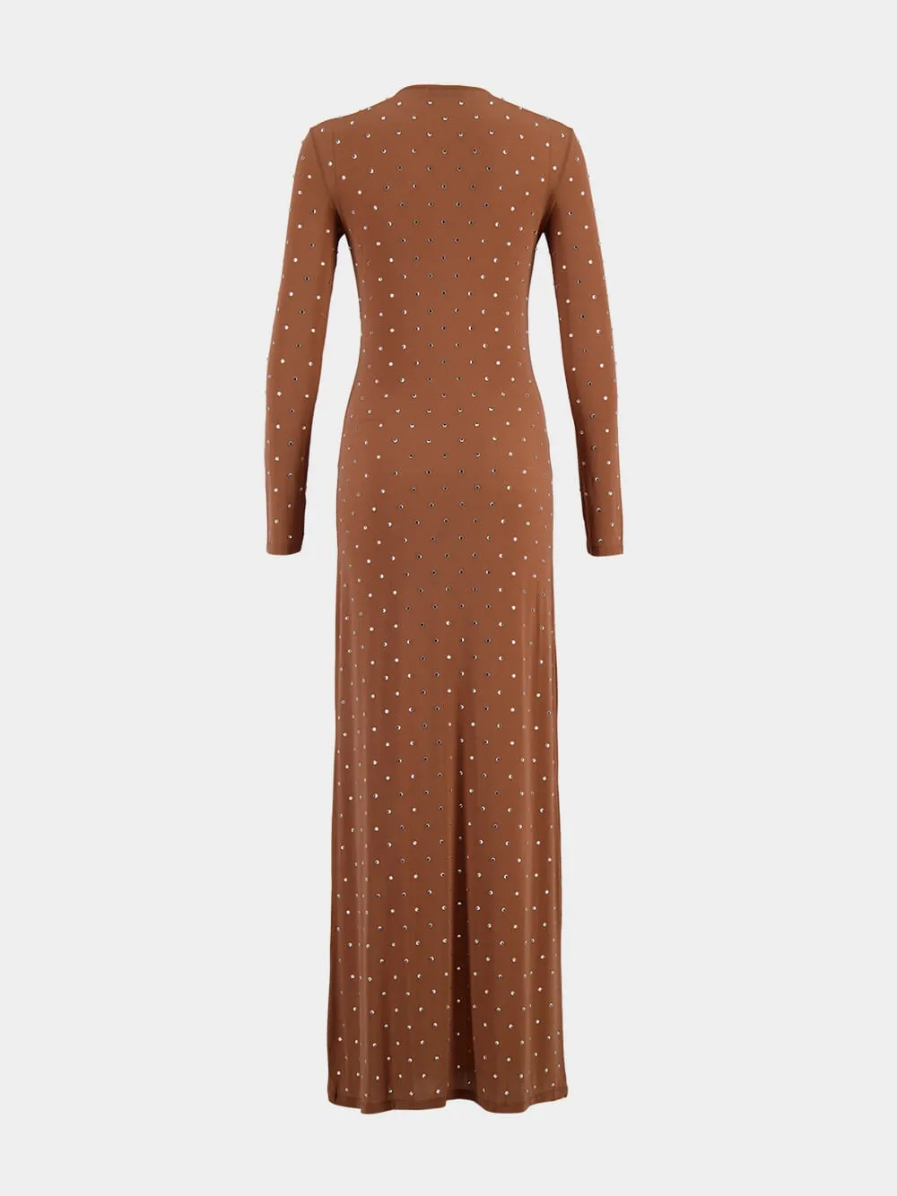Caramel Crystals-Embellished Maxi Dress