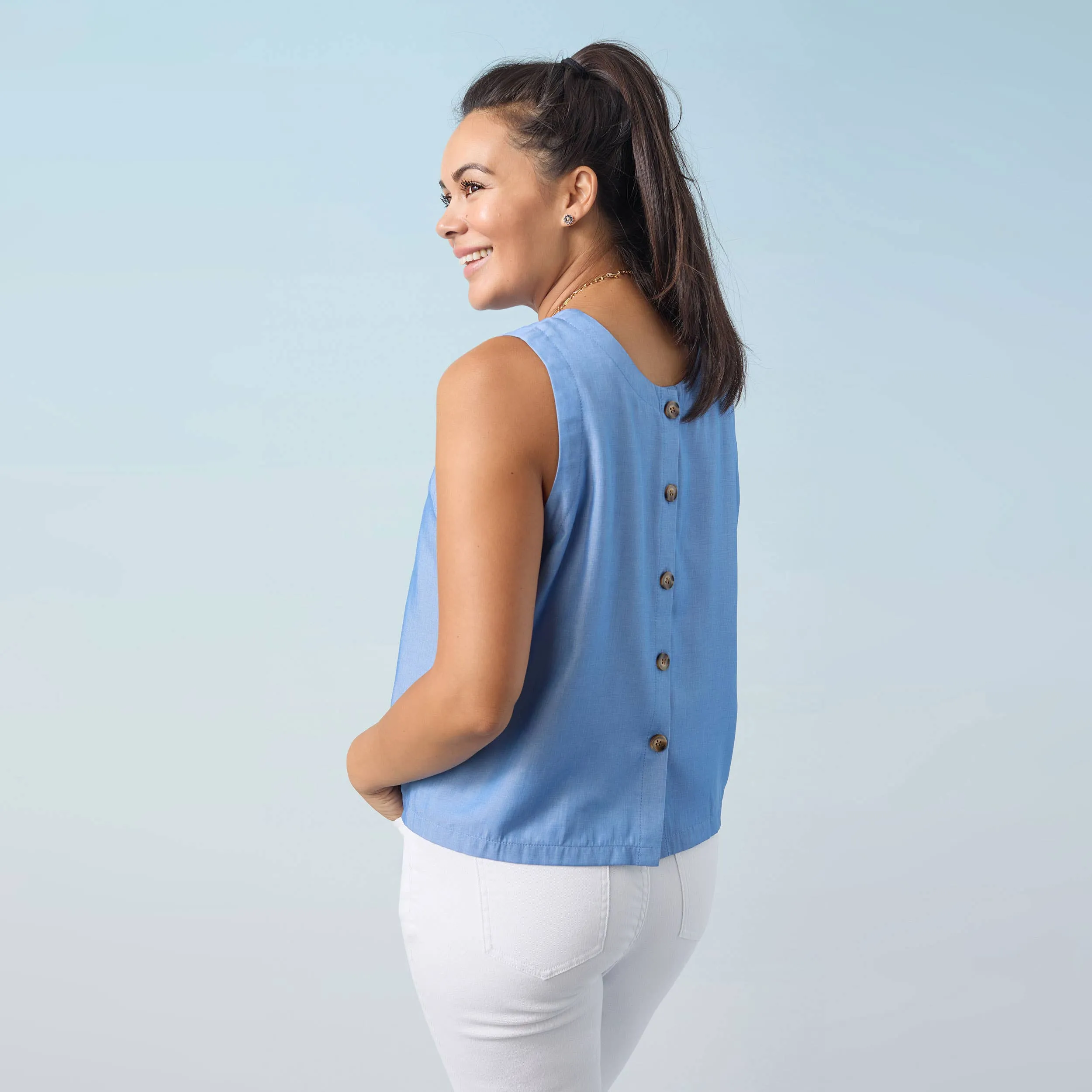 Carey Tank with Back Button Detail