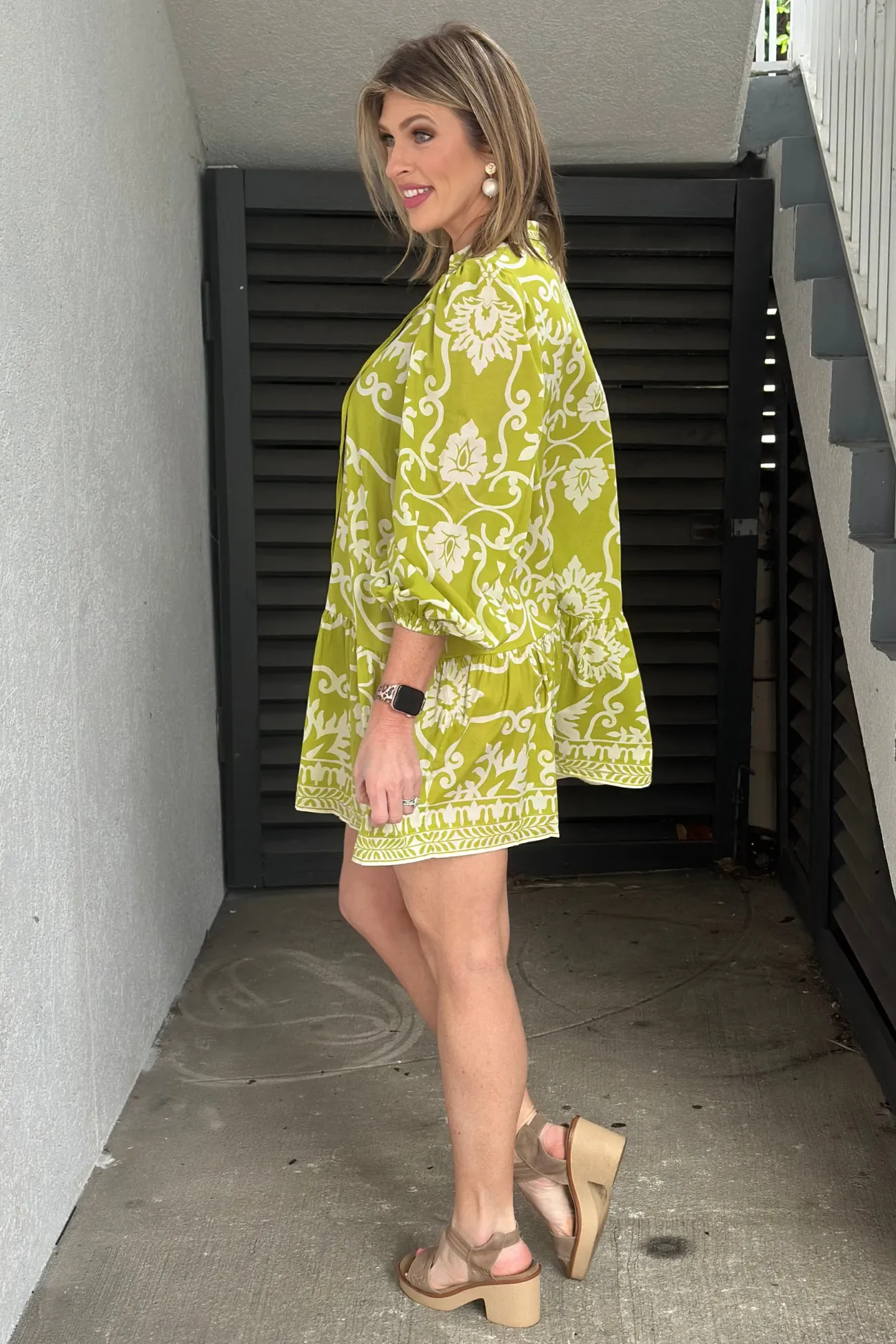 Catching Flights Lime Mini Dress