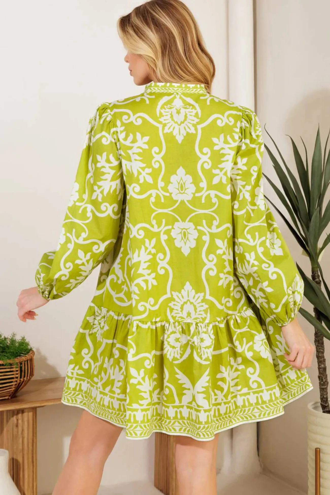 Catching Flights Lime Mini Dress