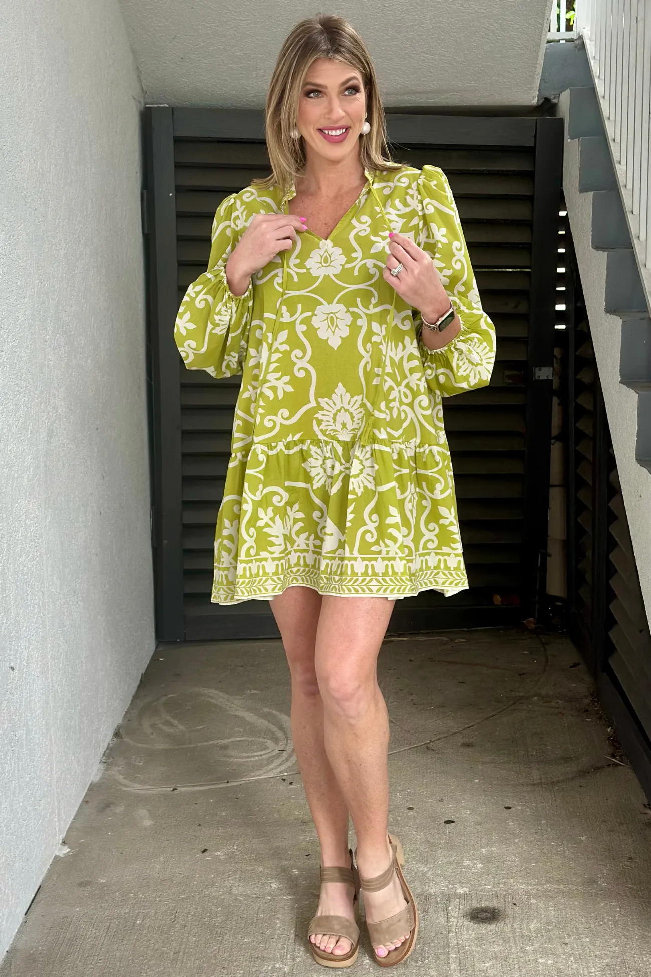 Catching Flights Lime Mini Dress