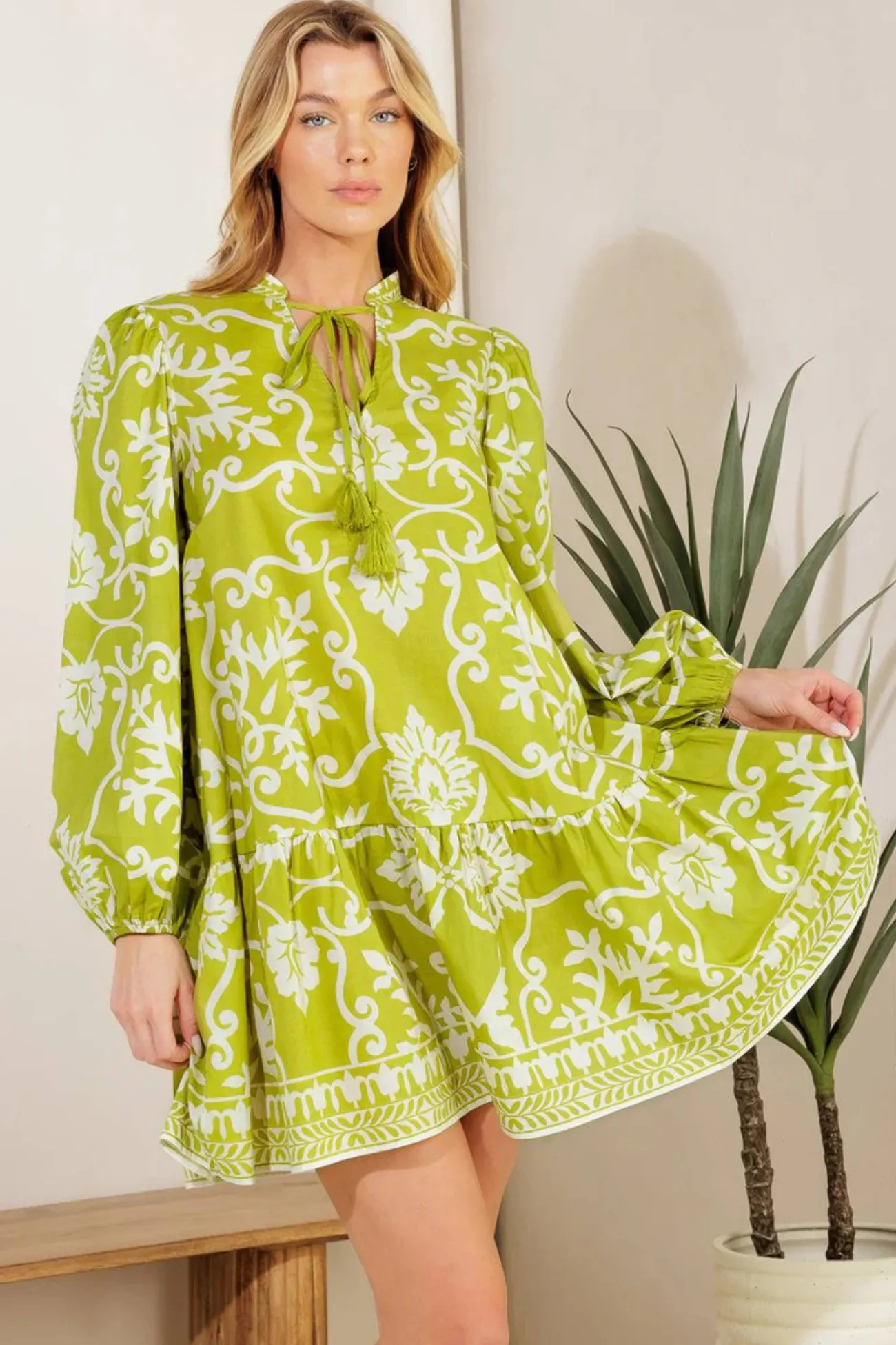 Catching Flights Lime Mini Dress