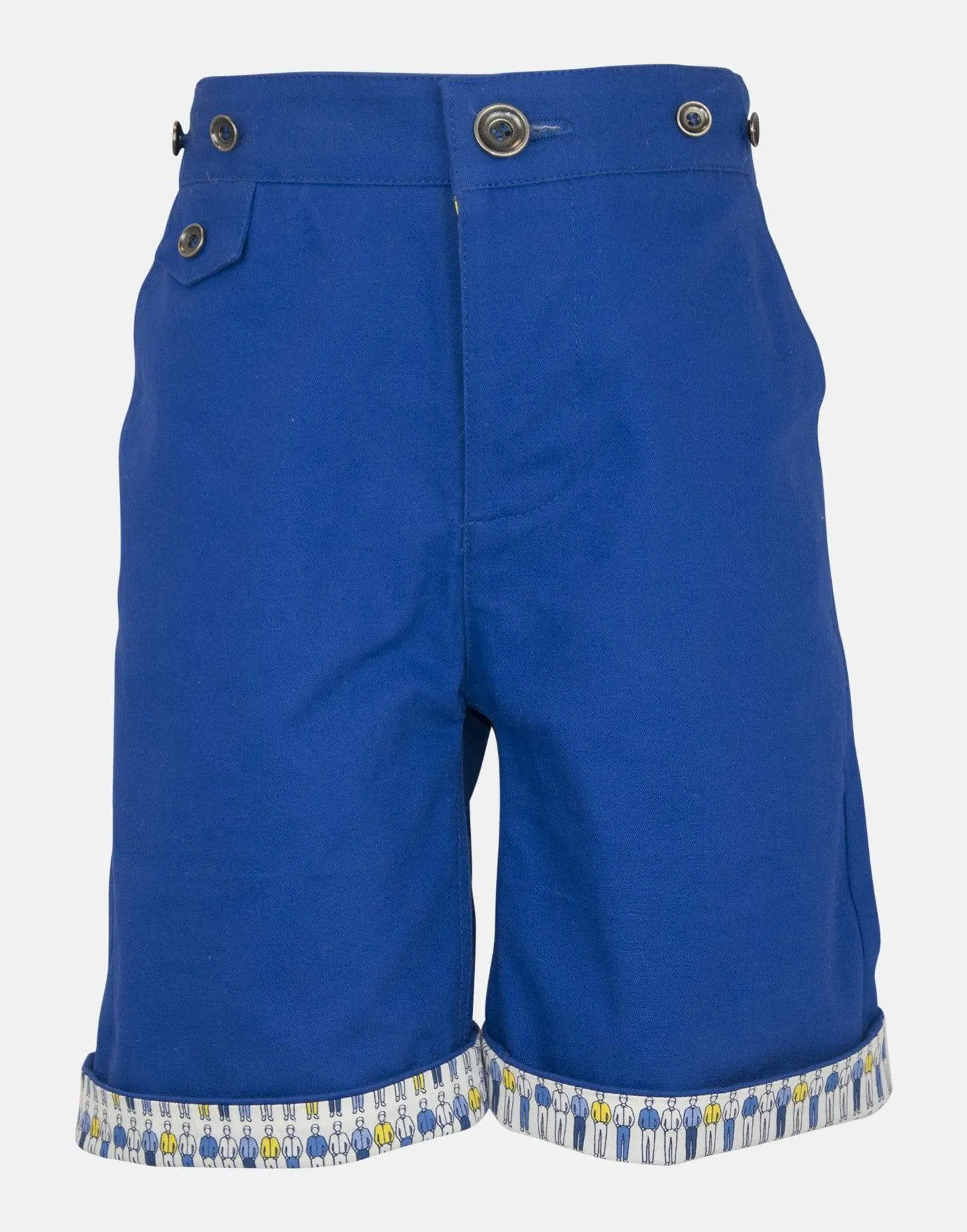 Caulfield: Blue shorts & braces
