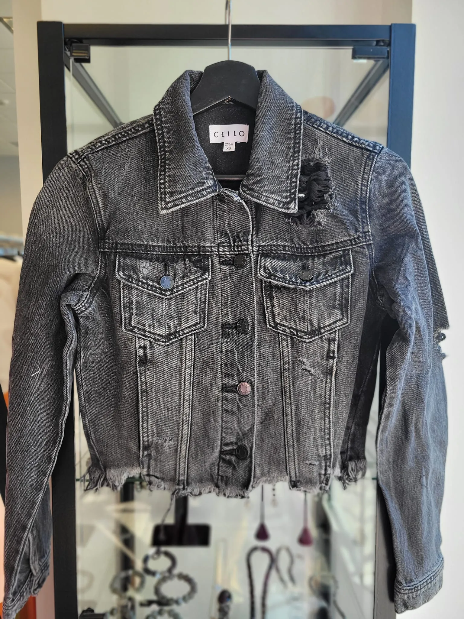 CHARCOAL GREY JEAN CROPPED JACKET
