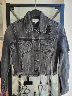 CHARCOAL GREY JEAN CROPPED JACKET