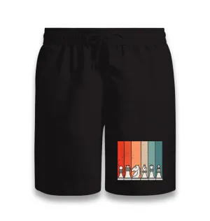 Chess Pieces Retro Black Shorts