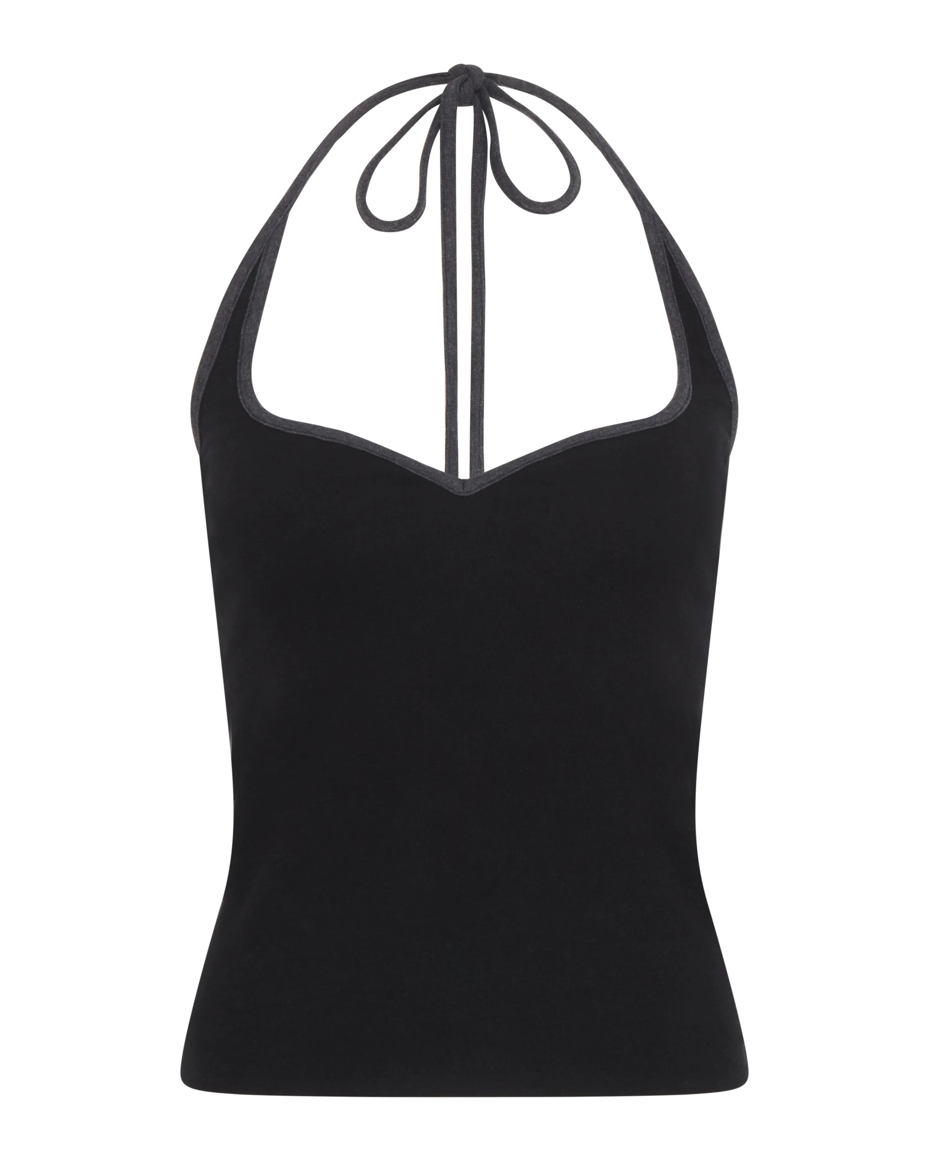 Convertible Sweetheart Cotton Top | Black / Grey Melange