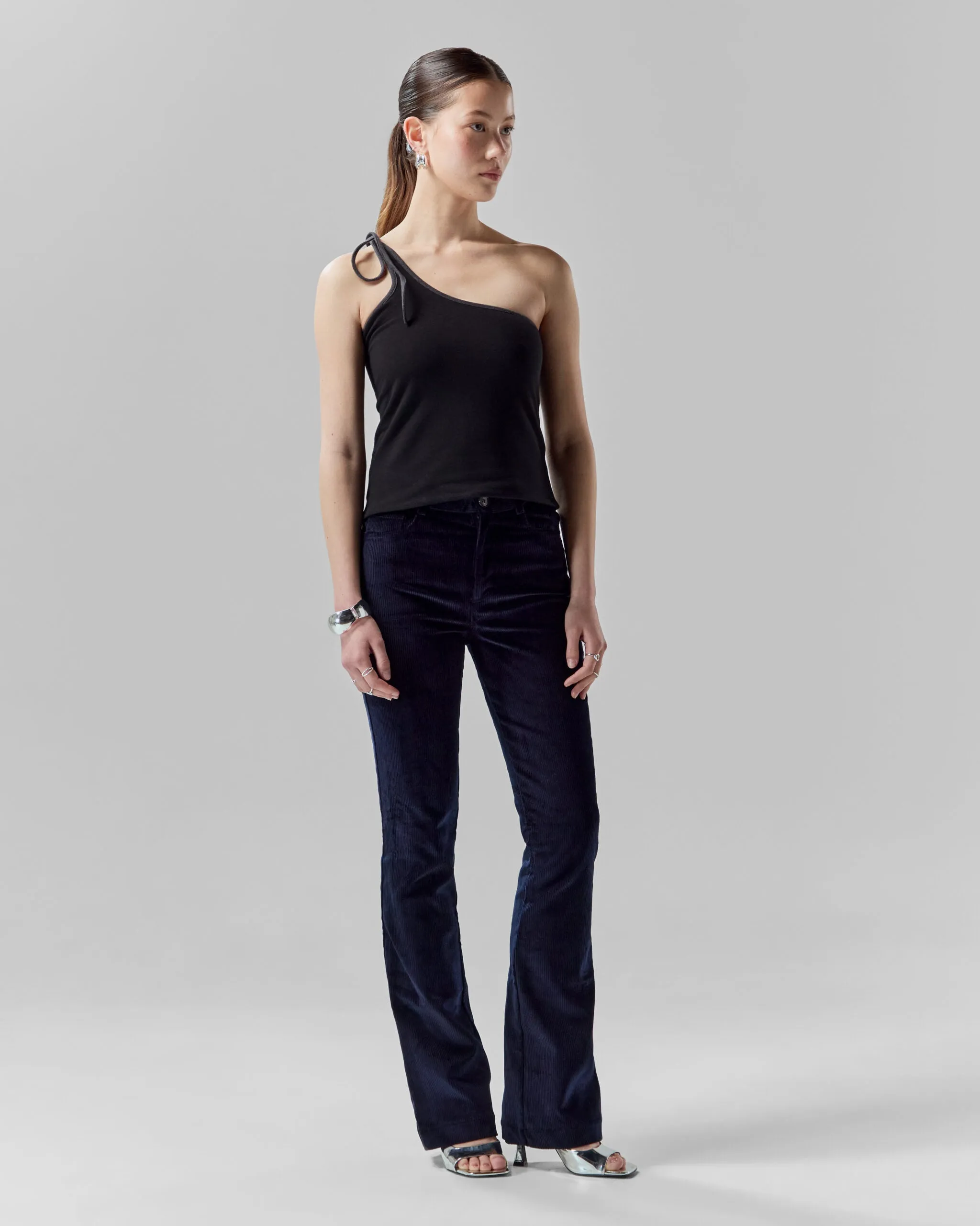 Convertible Sweetheart Cotton Top | Black / Grey Melange