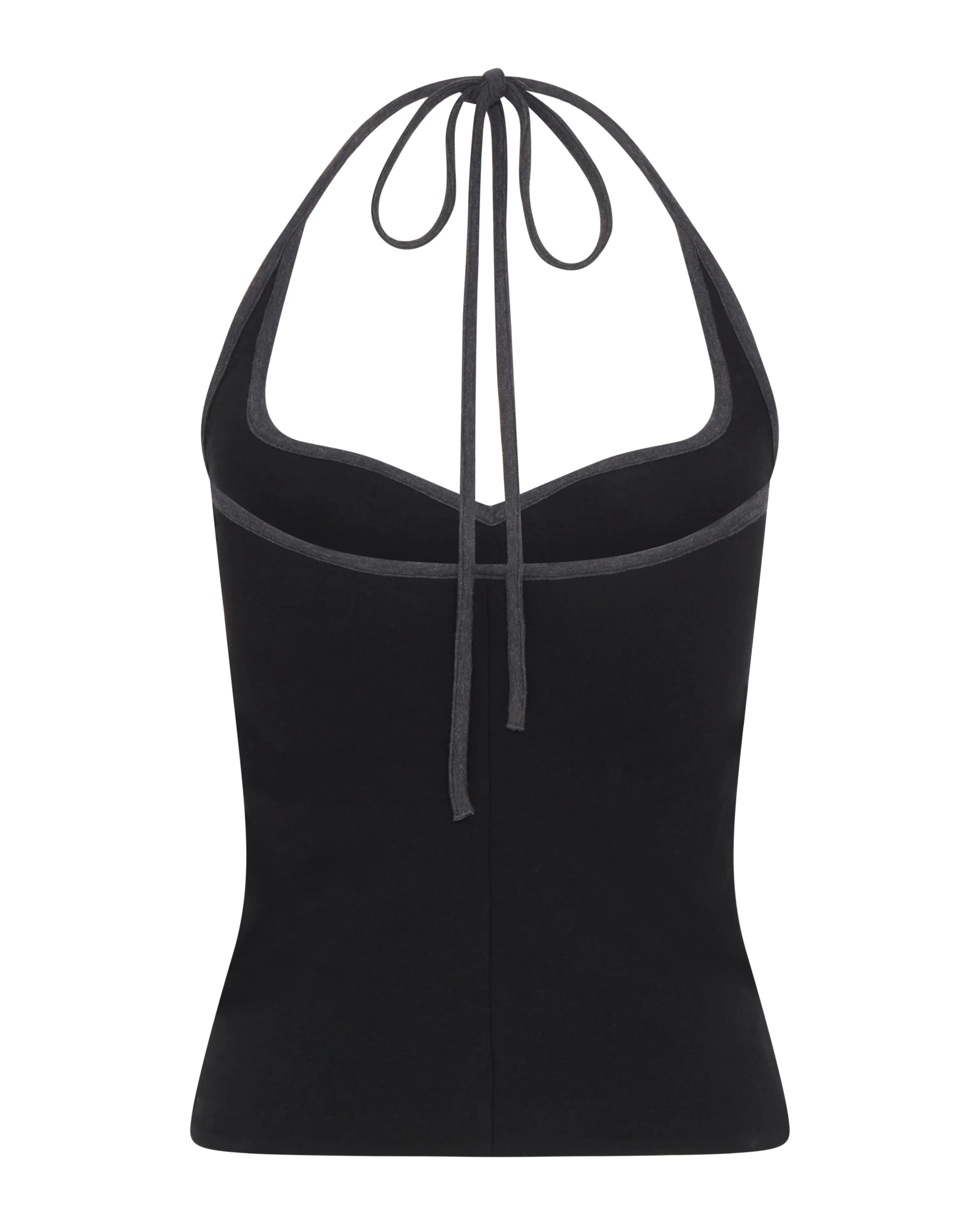 Convertible Sweetheart Cotton Top | Black / Grey Melange