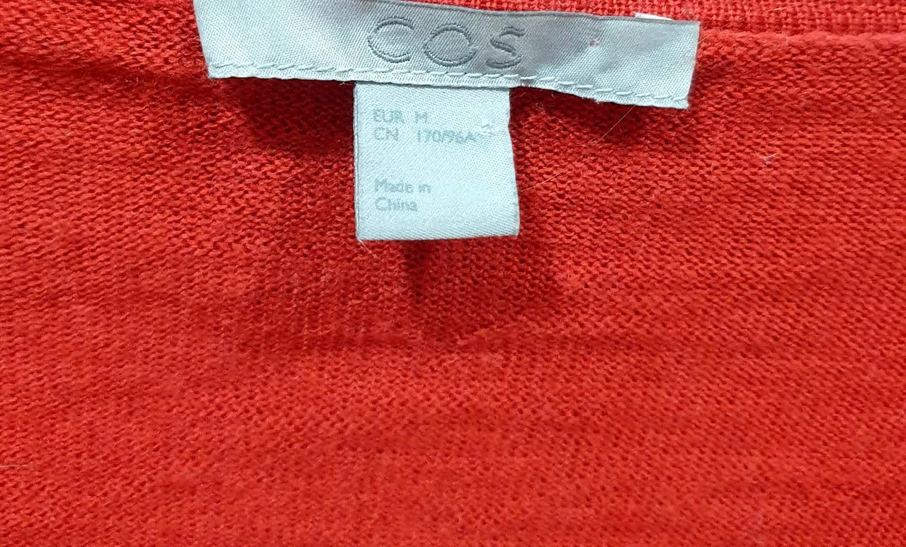 COS red wool cardi size medium