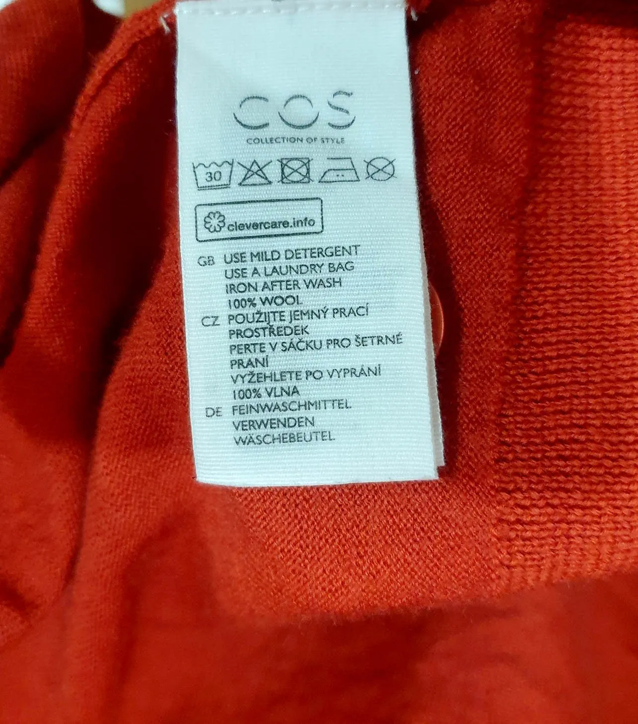 COS red wool cardi size medium