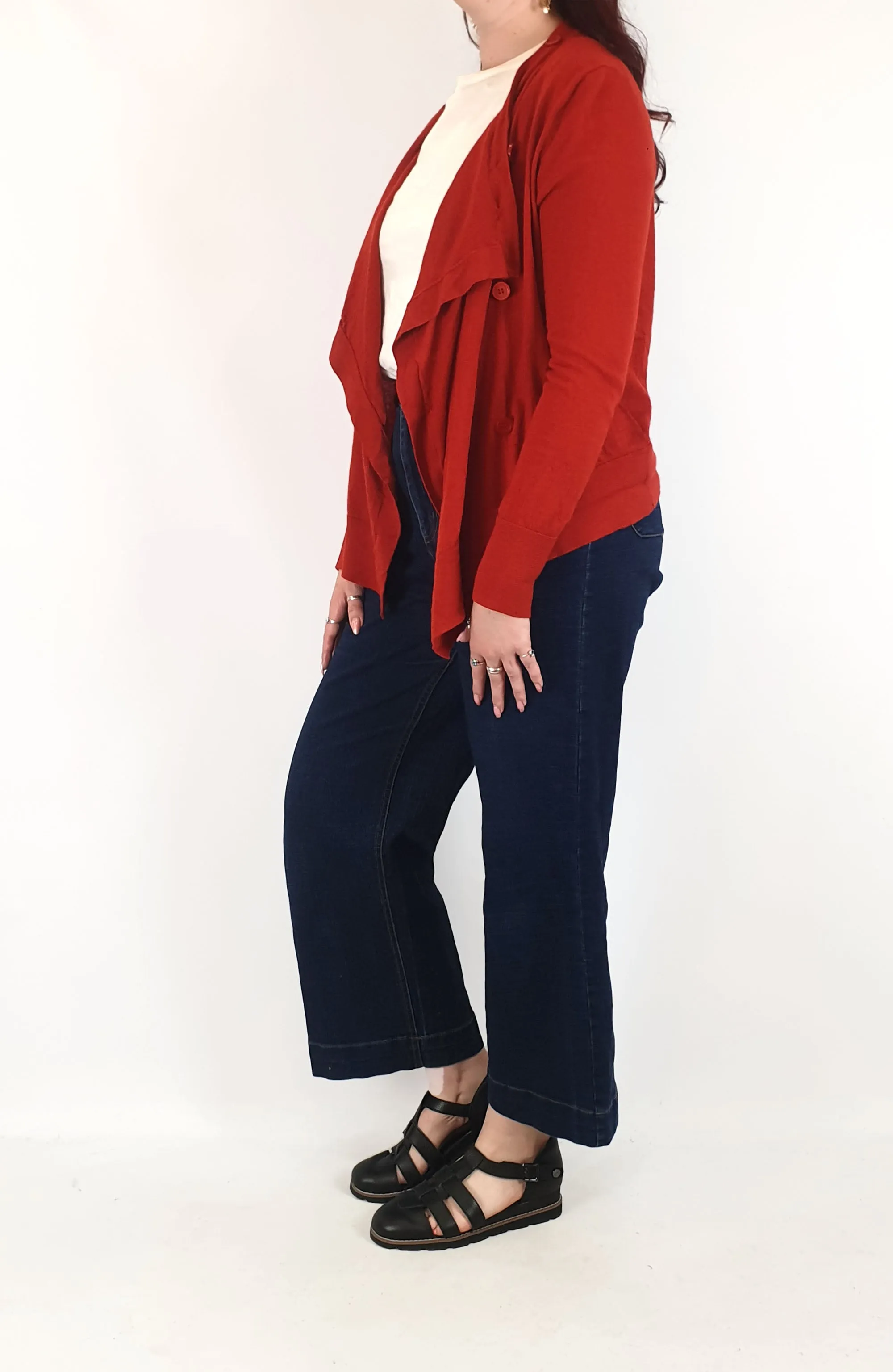 COS red wool cardi size medium