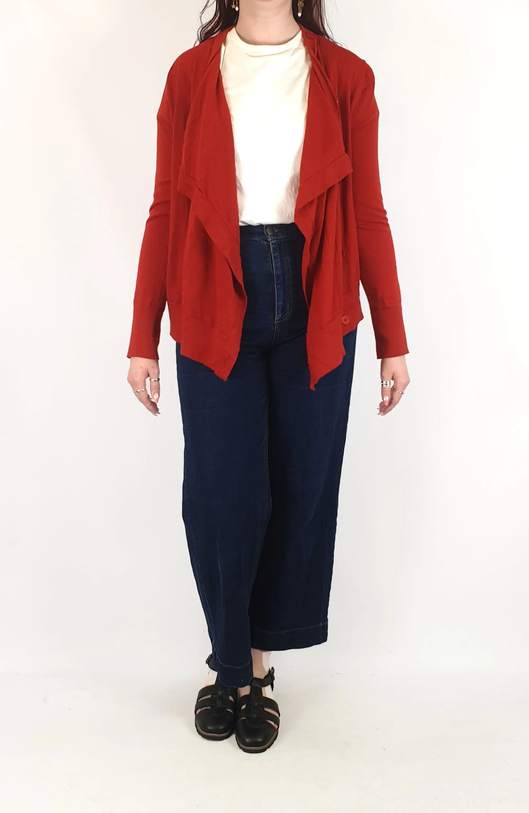 COS red wool cardi size medium