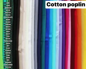 COTTON POPLIN FABRIC 28 SHADES PER METRE SALE
